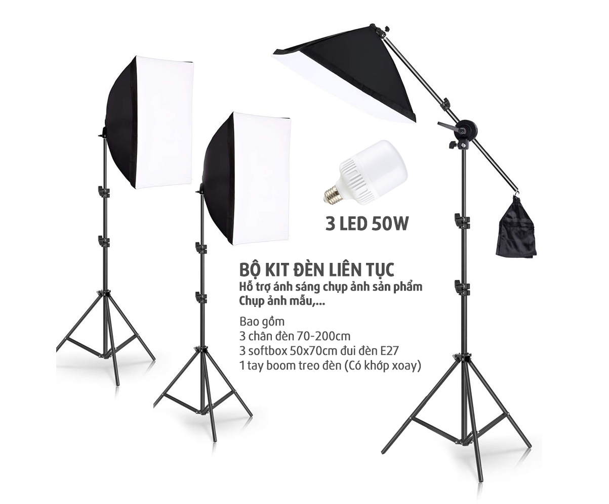 Bộ đèn softbox hỗ trợ quay phim chụp ảnh sản phẩm, livestream