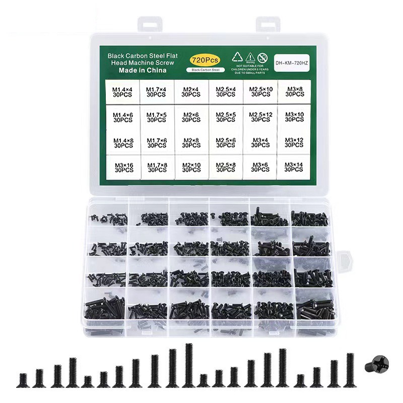 Hộp 720 con ốc sửa máy tính xách tay,điện thoại,ốc sửa chữa đồ điện tử thép carbon