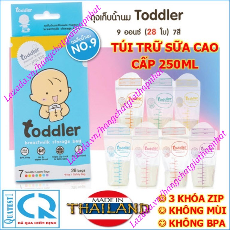 Tặng viết - Hộp 49 Túi trữ sữa Mẹ Toddler 250ml - Thái Lan