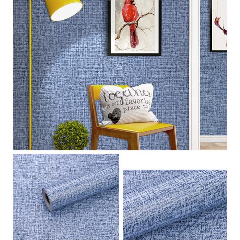 5 Mét Decal Giấy Dán Tường Khổ 45cm Có Sẵn Keo - Giả vải xanh dương