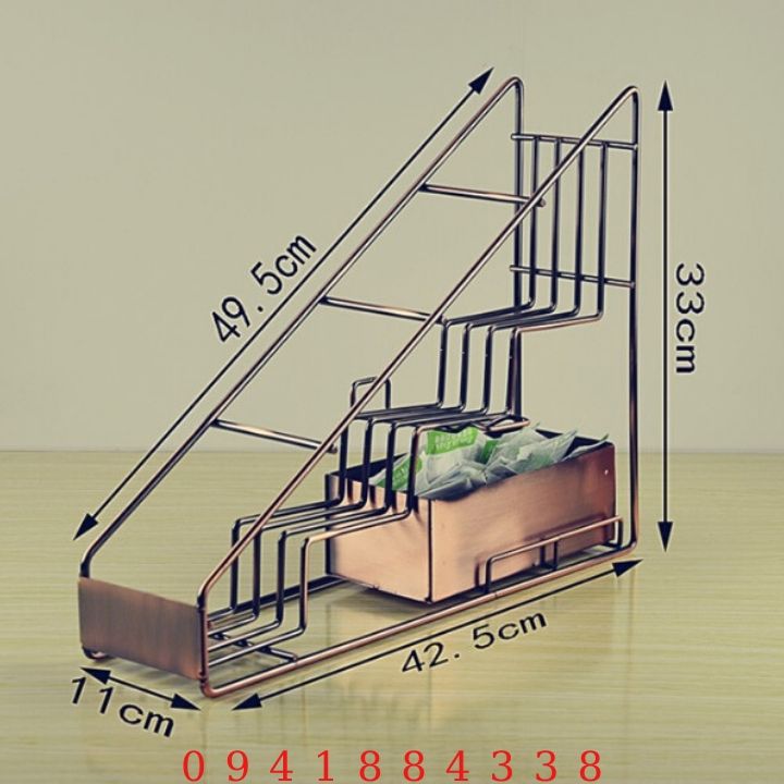 Kệ Sắt Đựng Siro 4 Ngăn, Giá Đựng Chai Siro