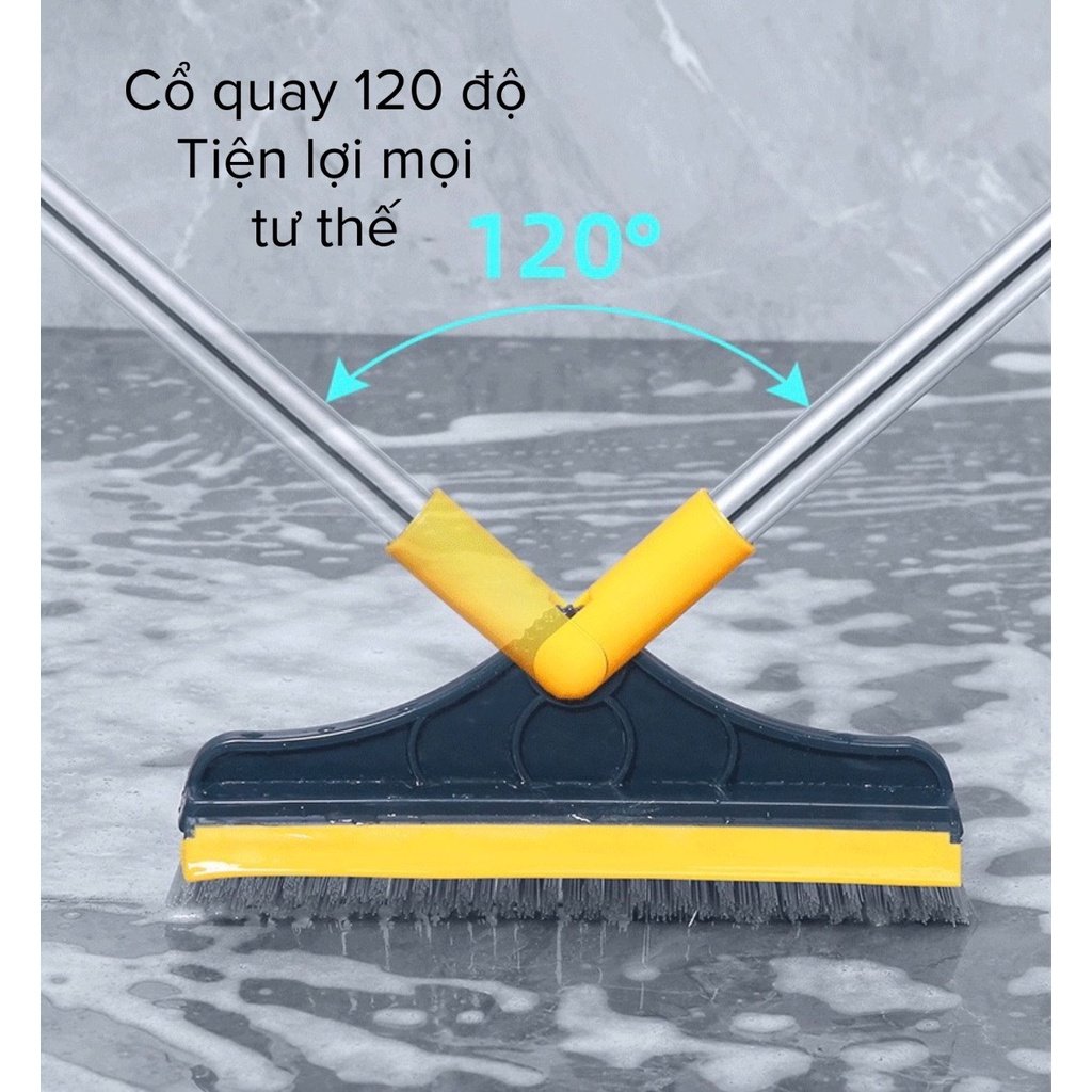 Chổi Chà Sàn Nhà Tắm Thông Minh Thiết Kế Đầu Gạt Nước Và Đầu Chổi Xoay 120 Độ Quét Nhà Siêu Sạch Mọi Góc Bẩn