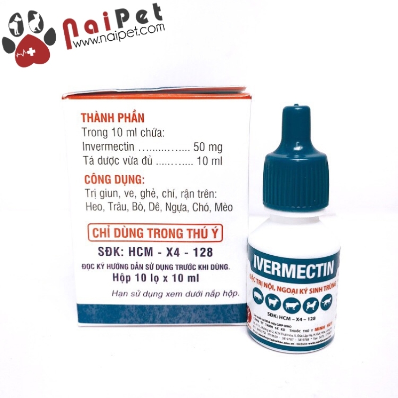 Nhỏ Gáy Xử Lí Nội Ngoại Ký Sinh Trùng Giun Ve Rận Ivermectin MH