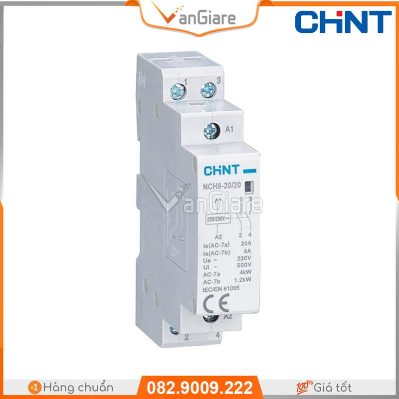 Khởi động từ 1 pha (Contactor) 20a ChiNT NCH8-20/20