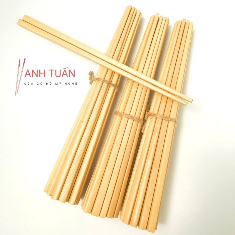[Giá sỉ] Bộ 30 đôi đũa gỗ ăn cơm cao cấp đũa gỗ đầu nhọn LÁT HOA, đũa đẹp tự nhiên không hoá chất, không cong vênh, chống mốc, kháng khuẩn