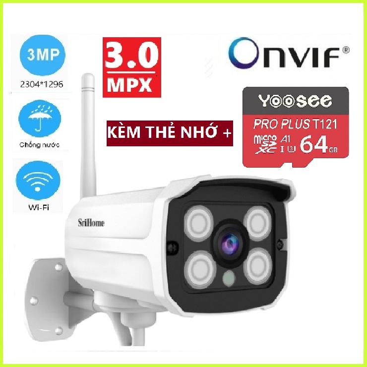Camera ngoài trời cao cấp SRIHOME-Camera giám sát- Camera chống trộm-BH 24 tháng 1 đổi 1 trong 1 tháng