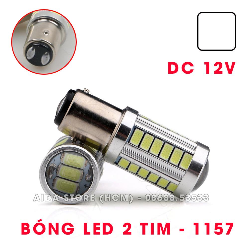 [HCM]Giá 01 Bóng - Đèn phanh stop 2 tim LED 18W thấu kính chuẩn 1157 BAY15D