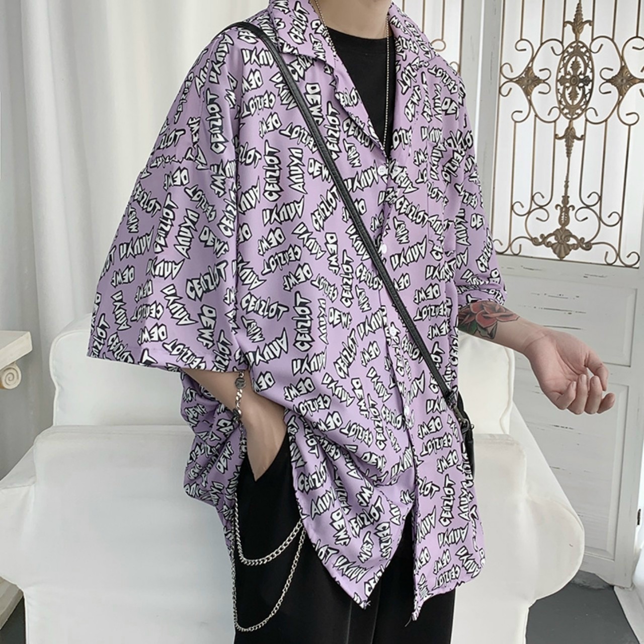 [HCM]Áo Sơ Mi Tay Ngắn Unisex Phối Chữ