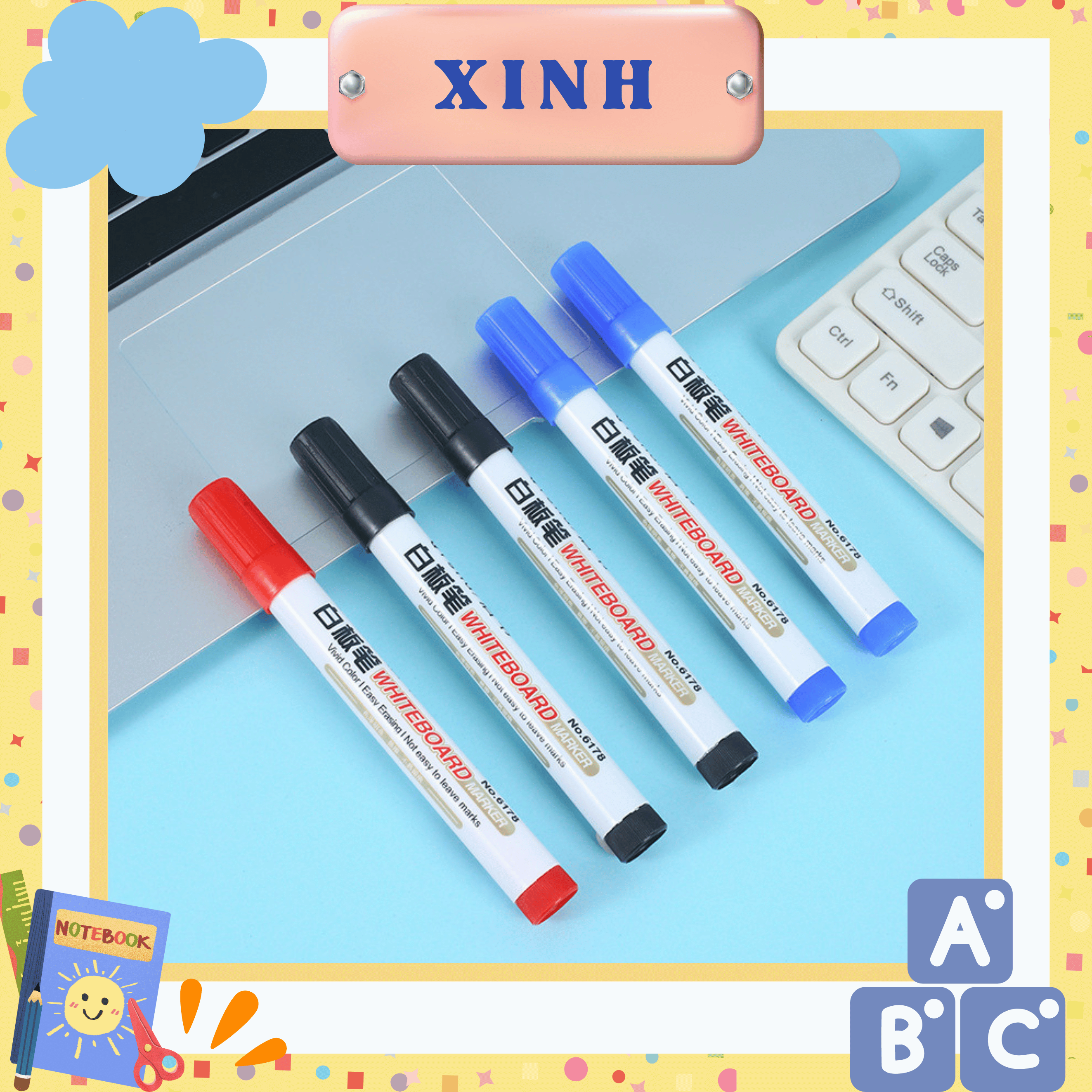 5 Cây0Bút lông viết bảng mực xanh, đỏ, đen