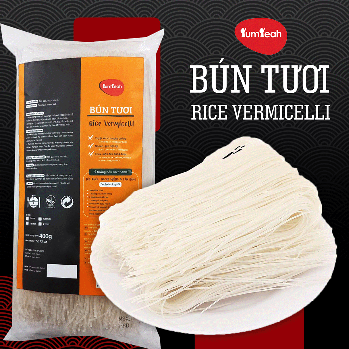 BÚN TƯƠI CUỘN TRẮNG 400g YUMYEAH