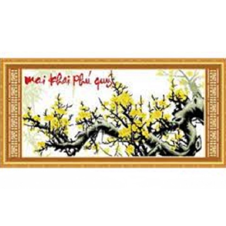 Tranh thêu chữ thập Mai Khai Phú Quý LV3246 Kích thước 89cmx48cm