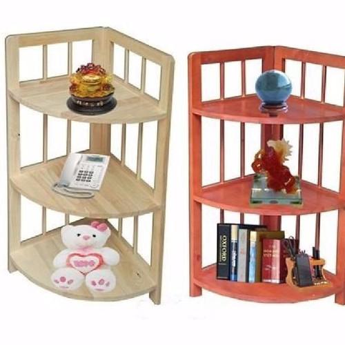 kệ góc 3 tầng bằng gỗ tự nhiên
