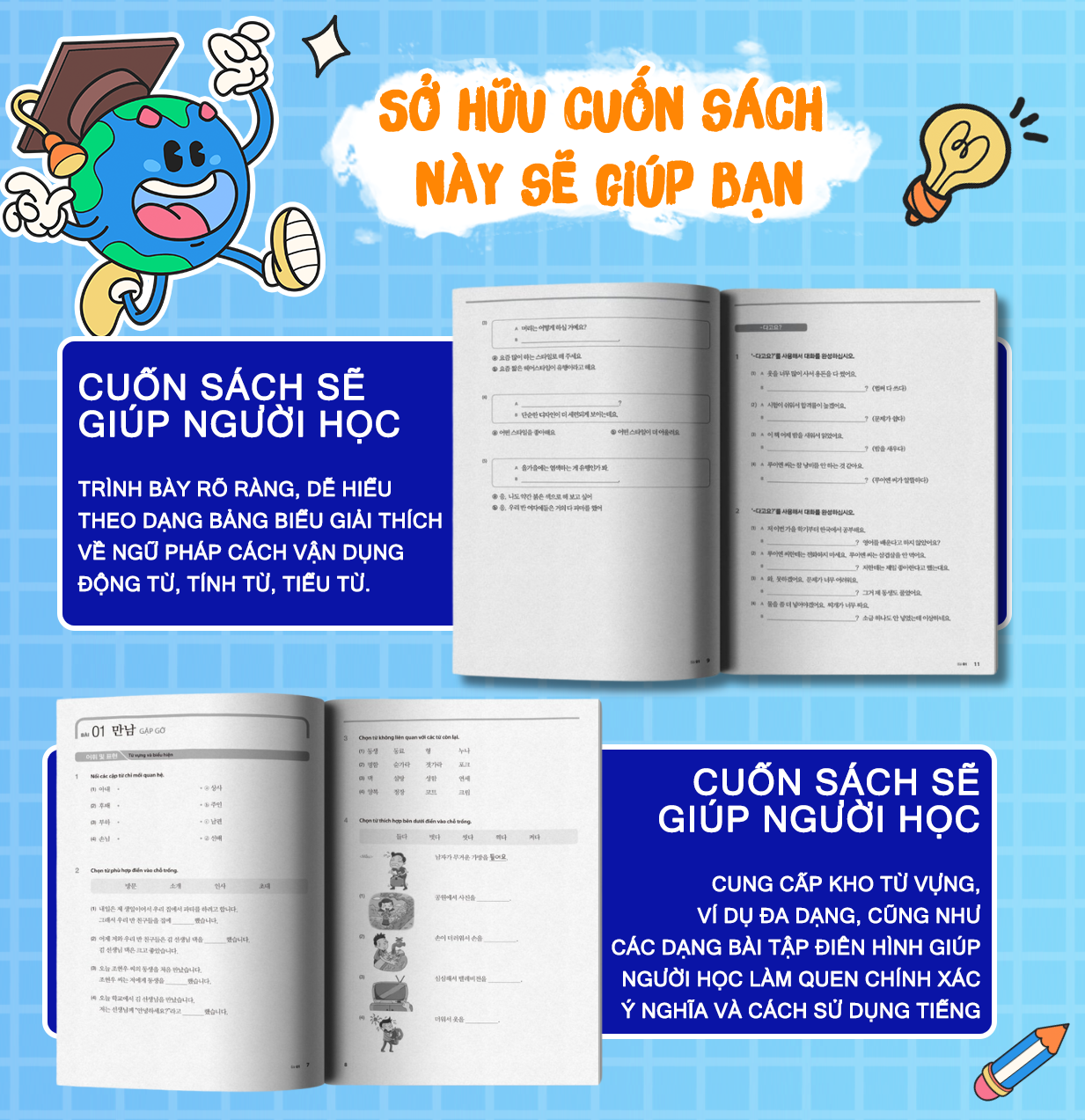 Sách - Bài tập Tiếng Hàn tổng hợp trung cấp 3 - Luyện càng nhiều nhớ càng lâu - McBooks