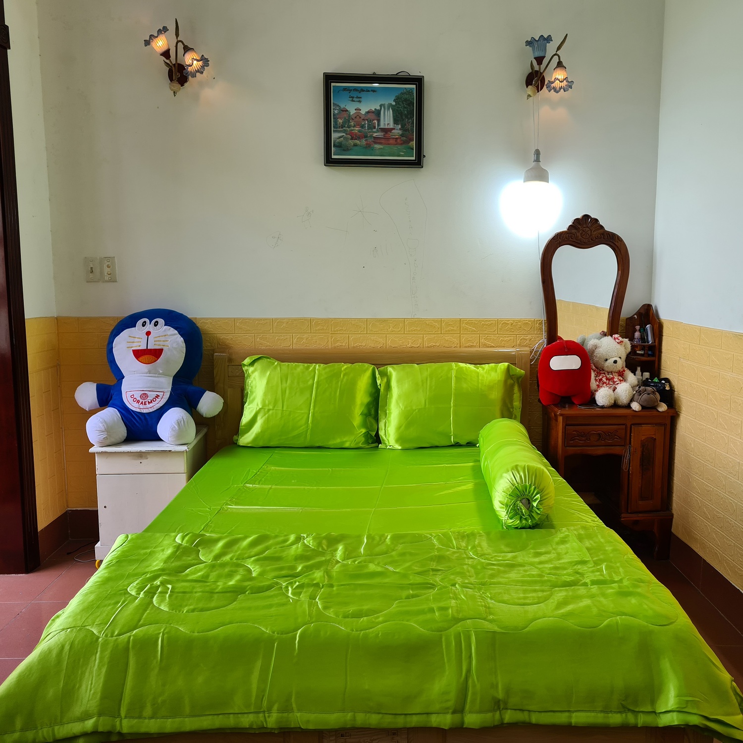 BỘ CHĂN DRAP PHI LỤA CAO CẤP 5 MÓN 1M6X2M PHI05