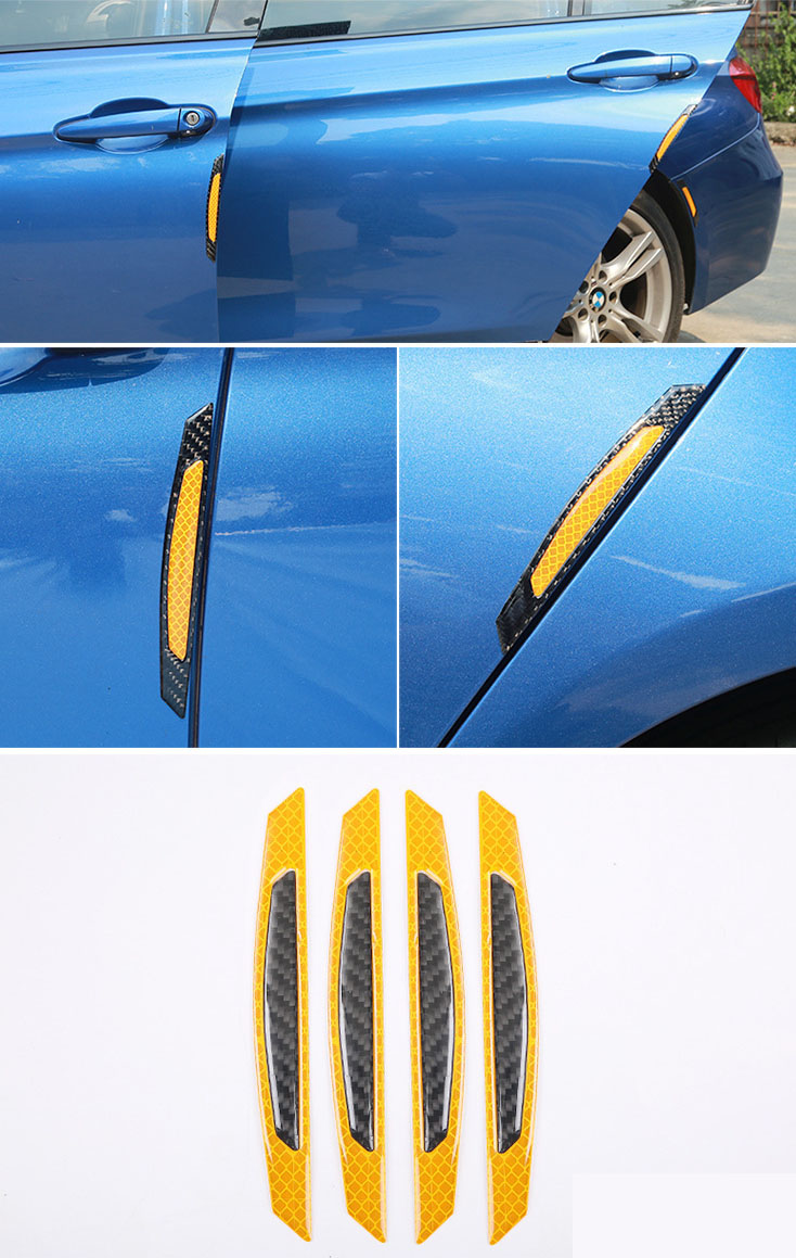 Combo 4 Miếng Nẹp Cửa Ô Tô Chống Va Chạm Phản Quang Màu Vàng