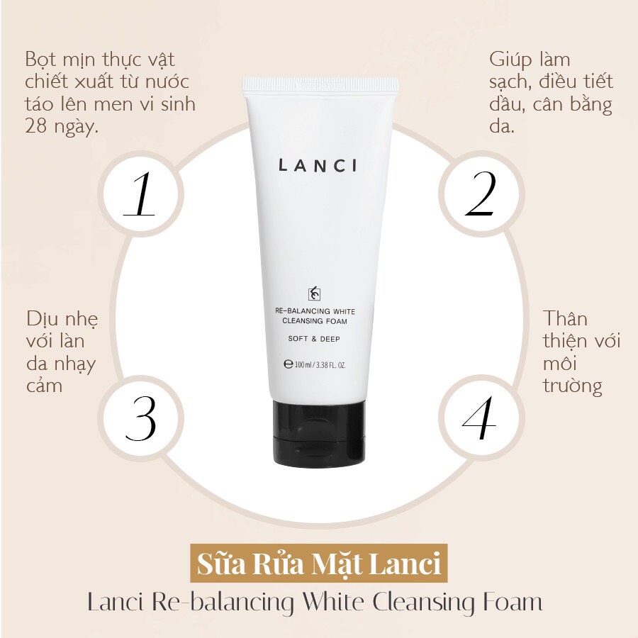 Sữa rửa mặt trắng da Lanci Whitening 100ml