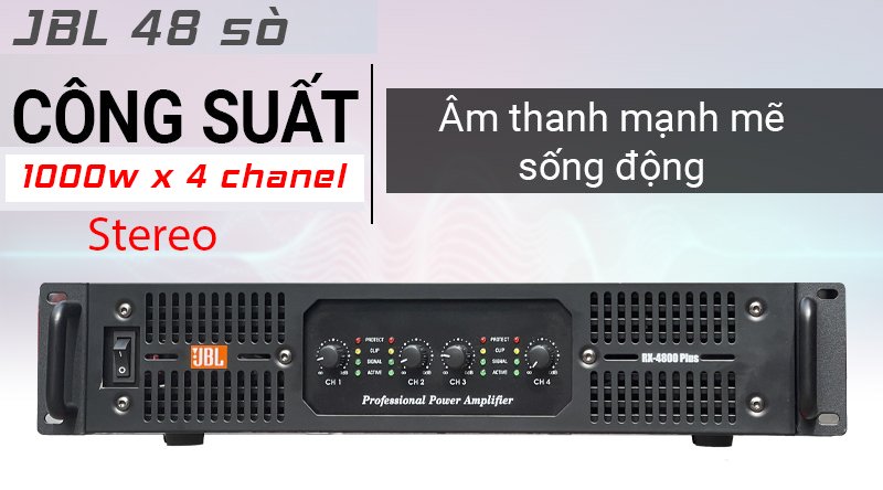 Cục đẩy công suất JBL 48 sò - Main công suất 4 kênh, 48 sò cực khỏe hoạt động bền bỉ dễ dàng phối lắp các dòng loa karaoke, vang số, mixer… để kết hợp tạo nên hệ thống âm thanh chuyên nghiệp