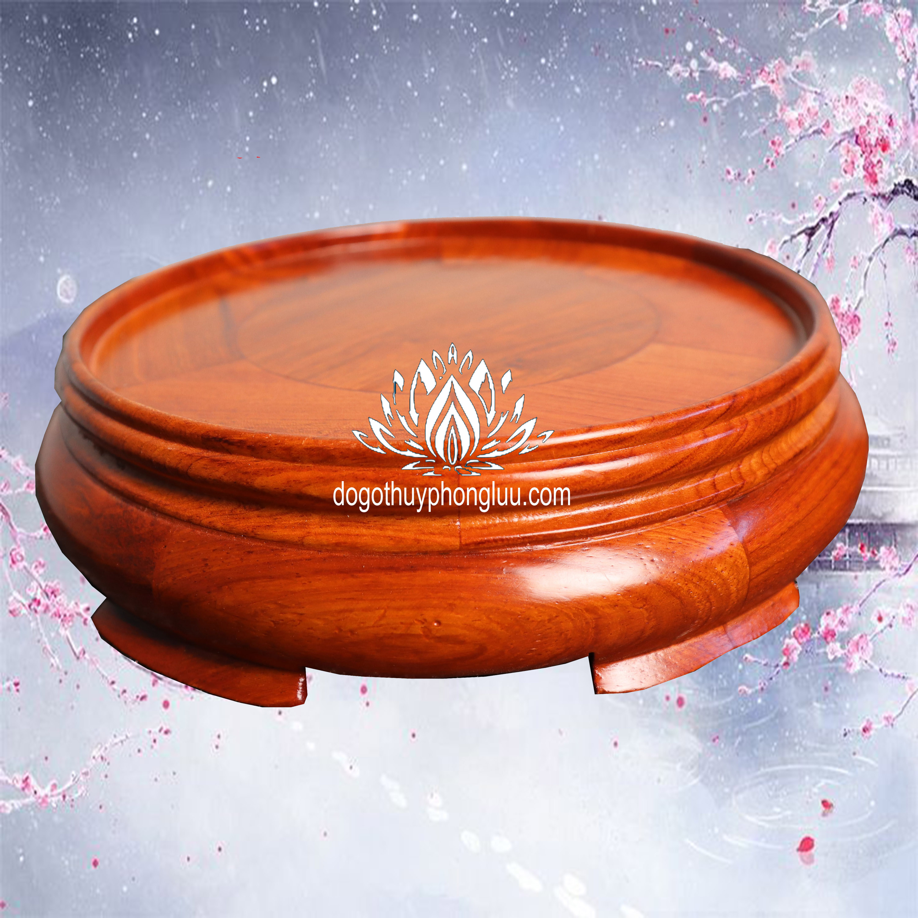 Kỉ tròn gỗ hương đủ kích thước-Đôn bẹt-Đế bát hương