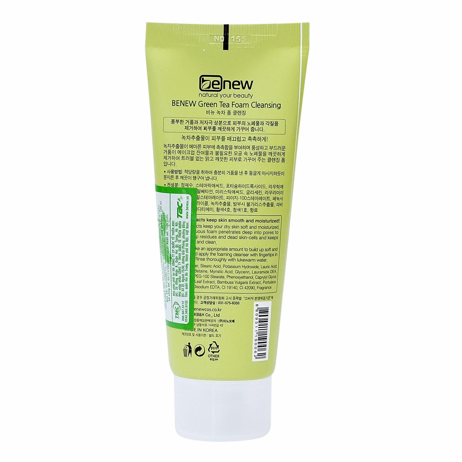 Sữa rửa mặt trà xanh Benew Green Tea Foam Cleansing 100ml