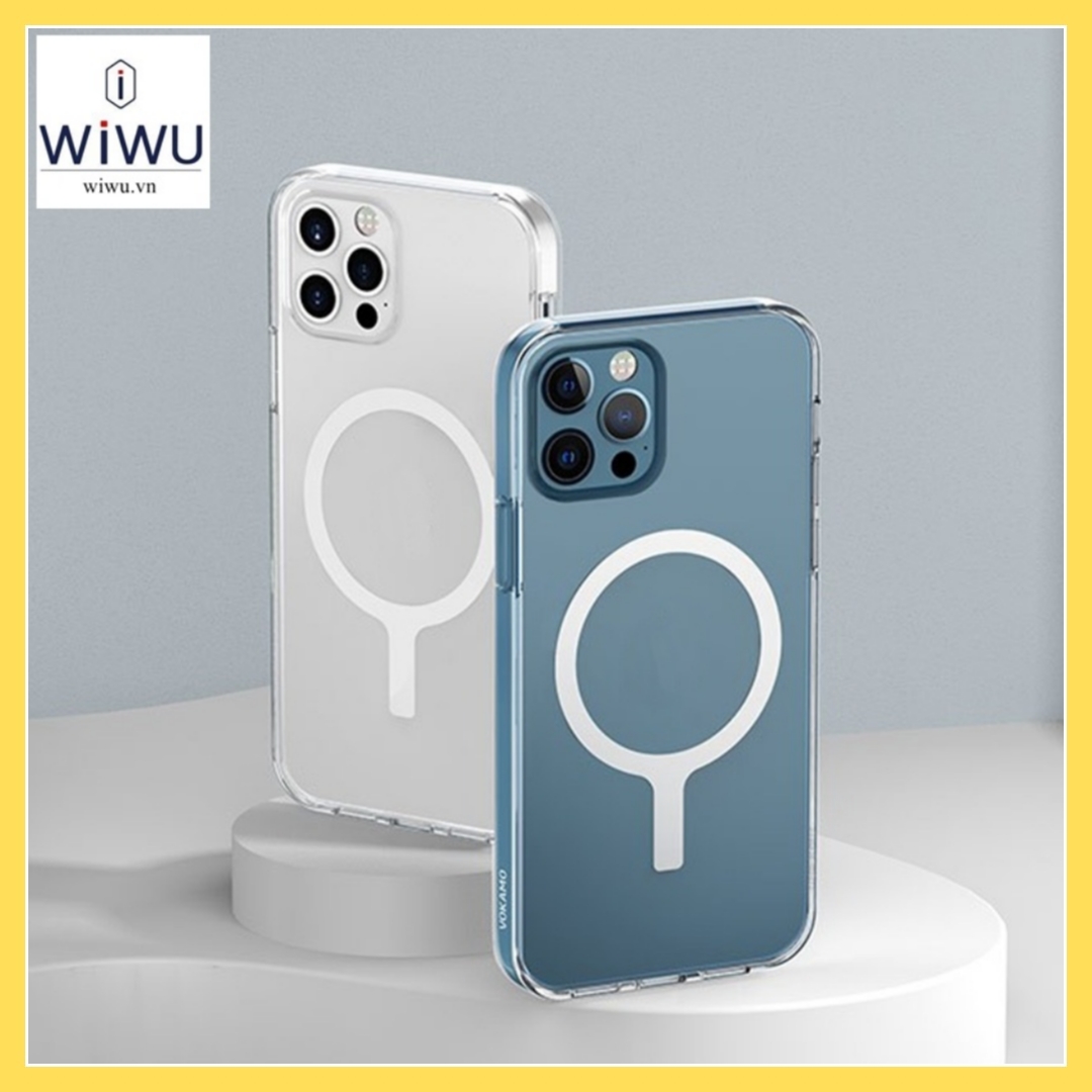 Ốp lưng trong suốt cho điện thoại 13 promax , 13 pro , 13 , 12 promax clear case with magsafe – chính hãng wiwu magnetic crystal case