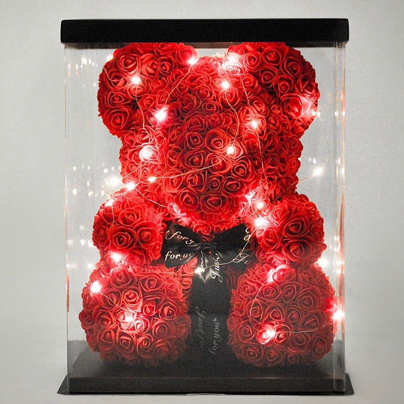 Gấu hoa hồng cho Valentine lãng mạn
