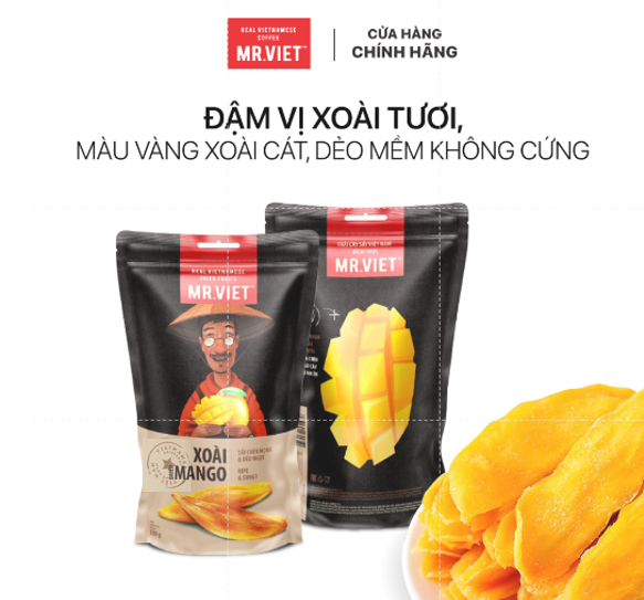 50 GÓI MR.VIET Xoài Sấy Chín Mọng & Dẻo Ngọt (MR.VIET Dried Mango Ripe & Sweet)