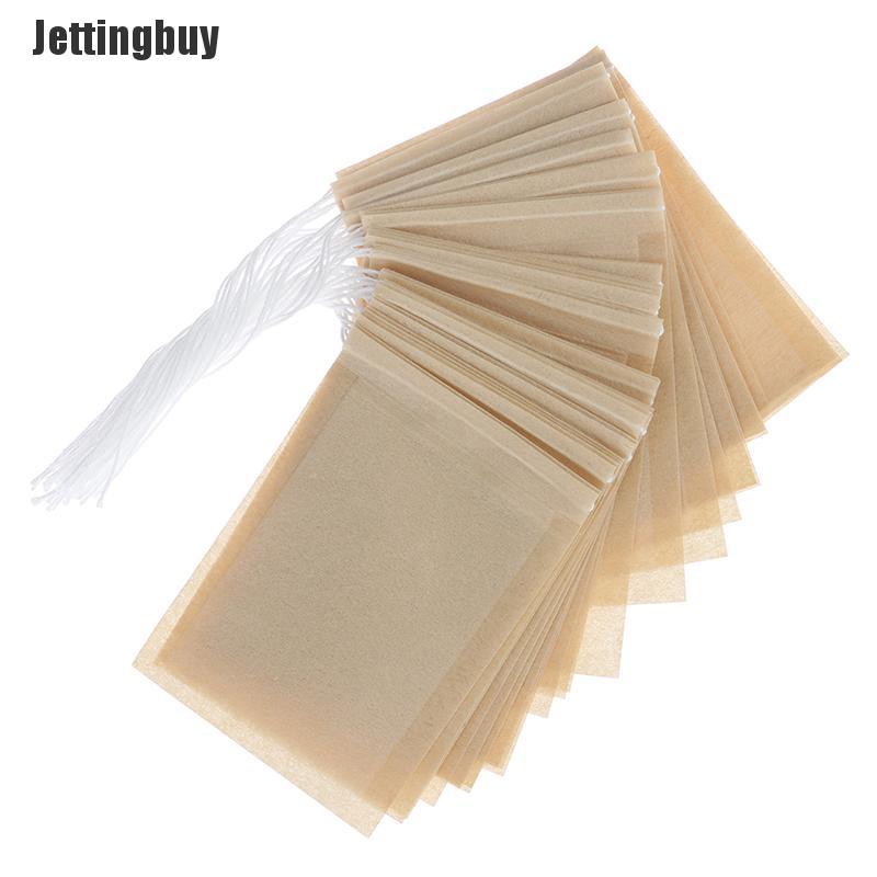 Jettingbuy 100Pcs/lot Empty Paper Tea Bags Filter Drawstring Teabags for Herb Loose Tea
