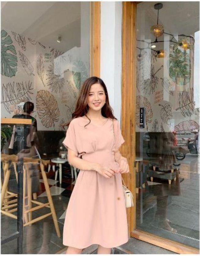 Đầm xếp li eo tay ngắn phom dáng chuẩn đẹp