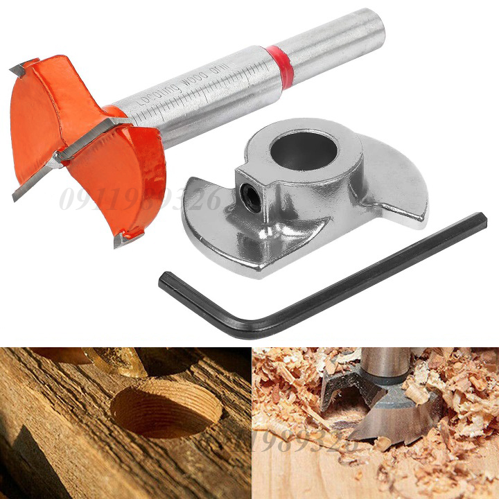 Mũi khoan bản lề bật - mũi khoét gỗ 35mm có vòng giới hạn độ sâu cần khoan