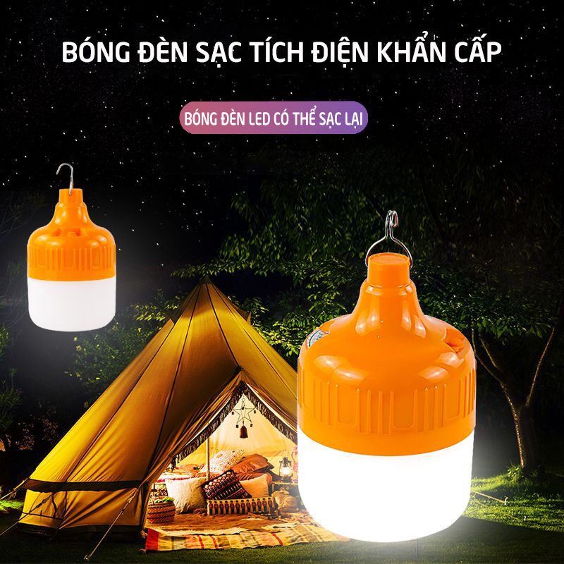 Bóng Đèn Tích Điện LED 30w và 100w CỰC SÁNG Có Sạc Ngoài 3 Chế Độ Sáng Thông Minh kèm móc treo cao cấp