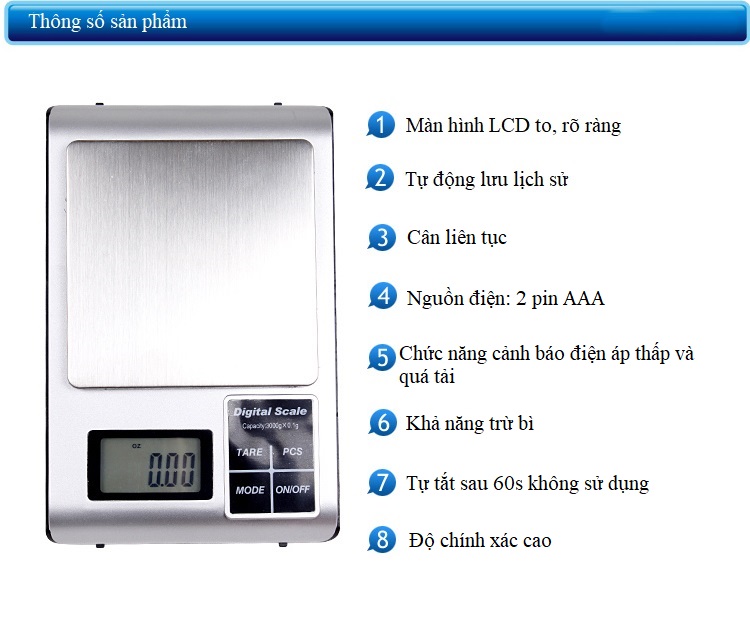 Cân tiểu ly 500g/0.1g DH-5KW ( CÂN CHUẨN, CHÍNH XÁC CAO )