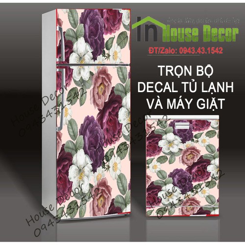 Decal dán trang trí tủ lạnh hoa hồng - TL84