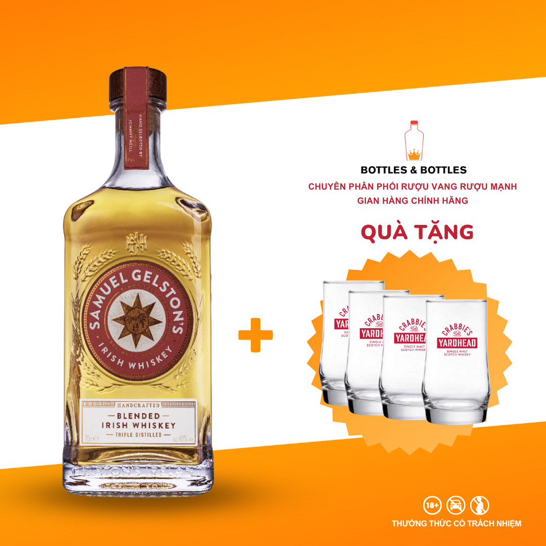 [CHÍNH HÃNG] Rượu Irish Whiskey Samuel Gelston's Blended - 700ML - 40%