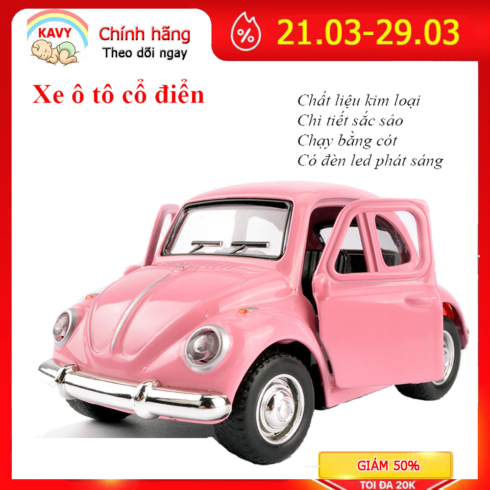 Xe mô hình đồ chơi ô tô phong cách cổ điển xe sedan, chất liệu kim loại, có led phát sáng, chạy cót màu ngẫu nhiên