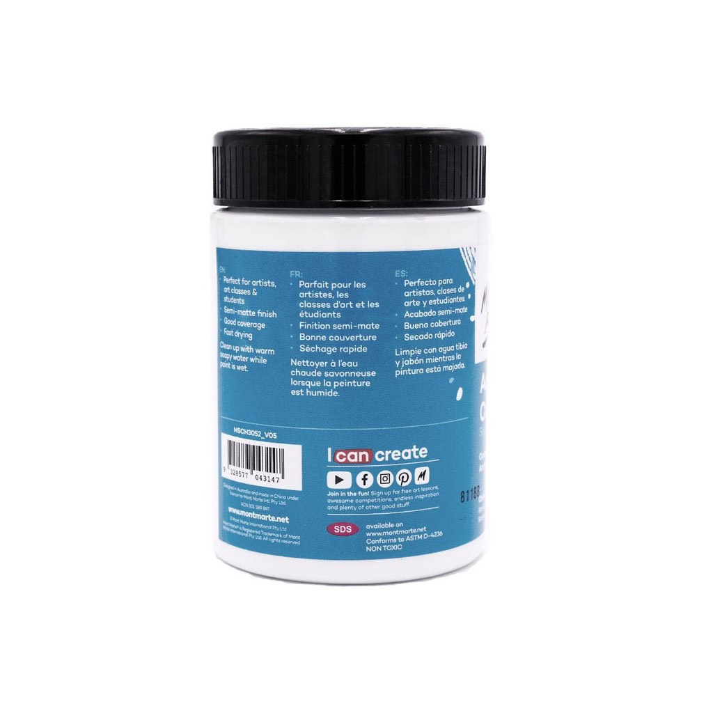 Màu Acrylic Mont Marte Đen, Trắng 300ml