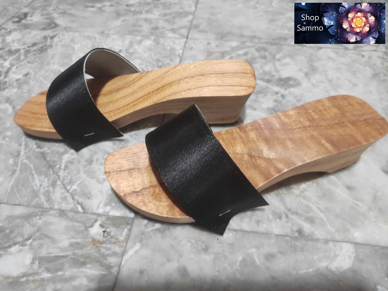 Guốc Gỗ Guốc Mộc Cao 5 Phân Quai Lụa ( Có đóng thêm đế cao su )