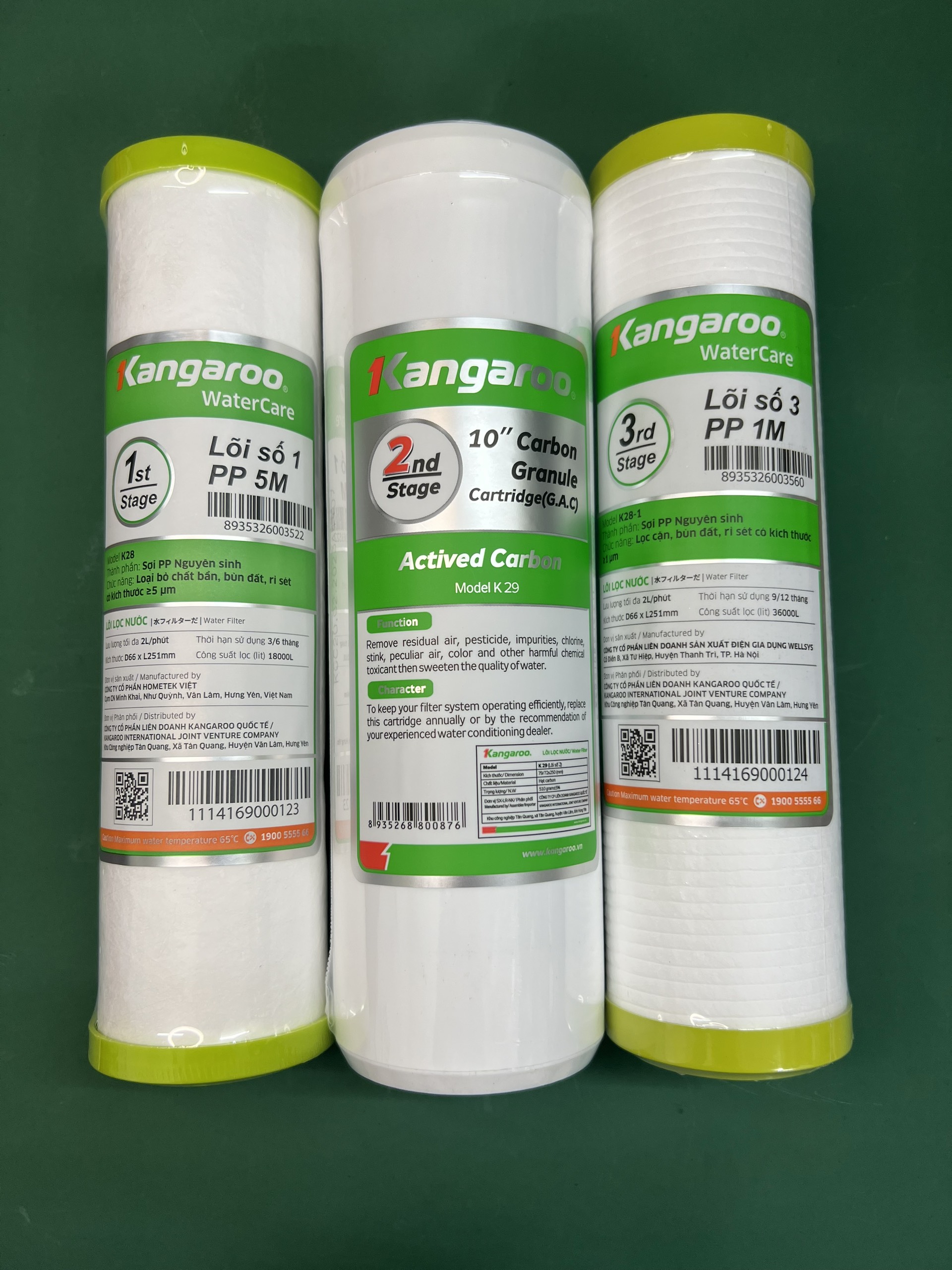 Lõi lọc nước Kangaroo - Combo 3 lõi lọc 123
