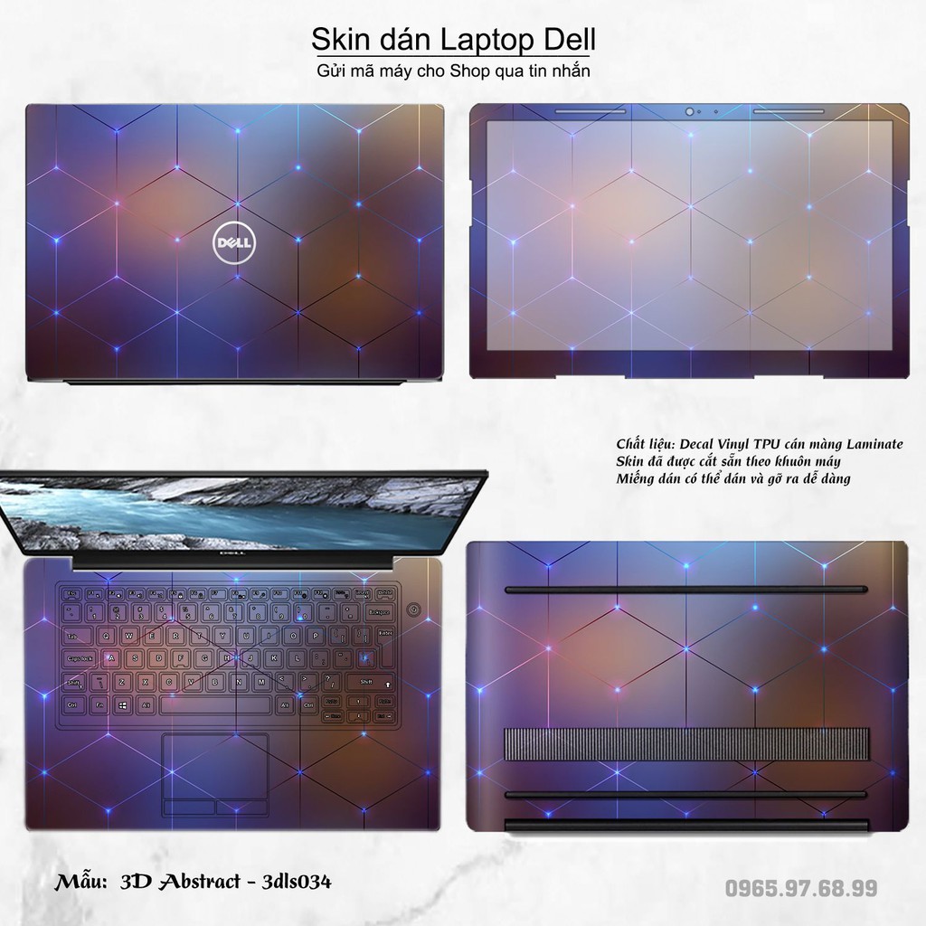 Skin dán Laptop Dell in hình 3D Color (inbox mã máy cho Shop)