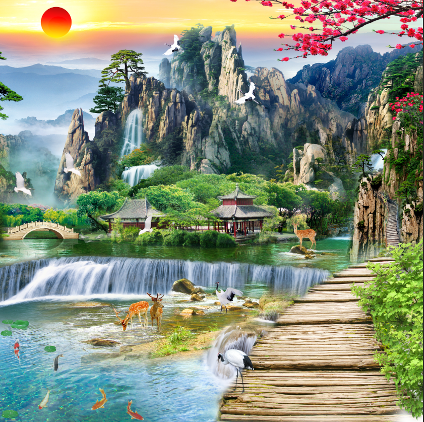 Tranh dán tường 3d phòng khách