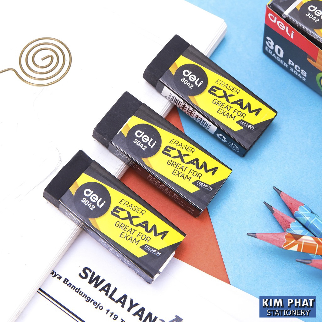 Gôm tẩy 2B DELI màu đen MS3042 (Combo 02 Cái)