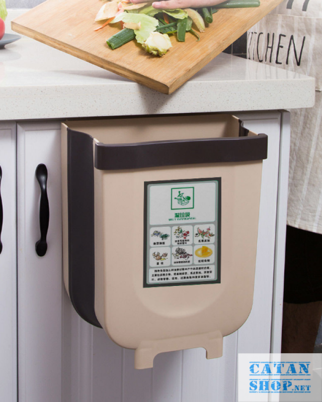 Thùng rác, Giỏ rác VUÔNG đa năng gấp gọn treo kẹp tủ bếp nhựa dẻo siêu bền cho nhà bếp và xe hơi GD352-ThungracGG-Vuong