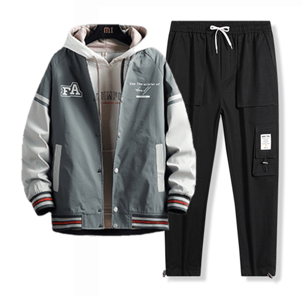 Bộ Đồ Nỉ Nam Áo Khoác Bomber Áo Khoác Nhẹ FA Phối Màu Kết Hợp Quần Jogger Túi Hộp Rút Gấu Năng Động Hot Trend Thời Trang FASHION4MENHCM SET NAM 90000174