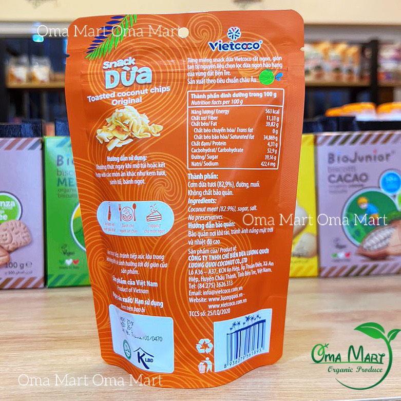 Snack dừa sấy giòn Vietcoco 45g