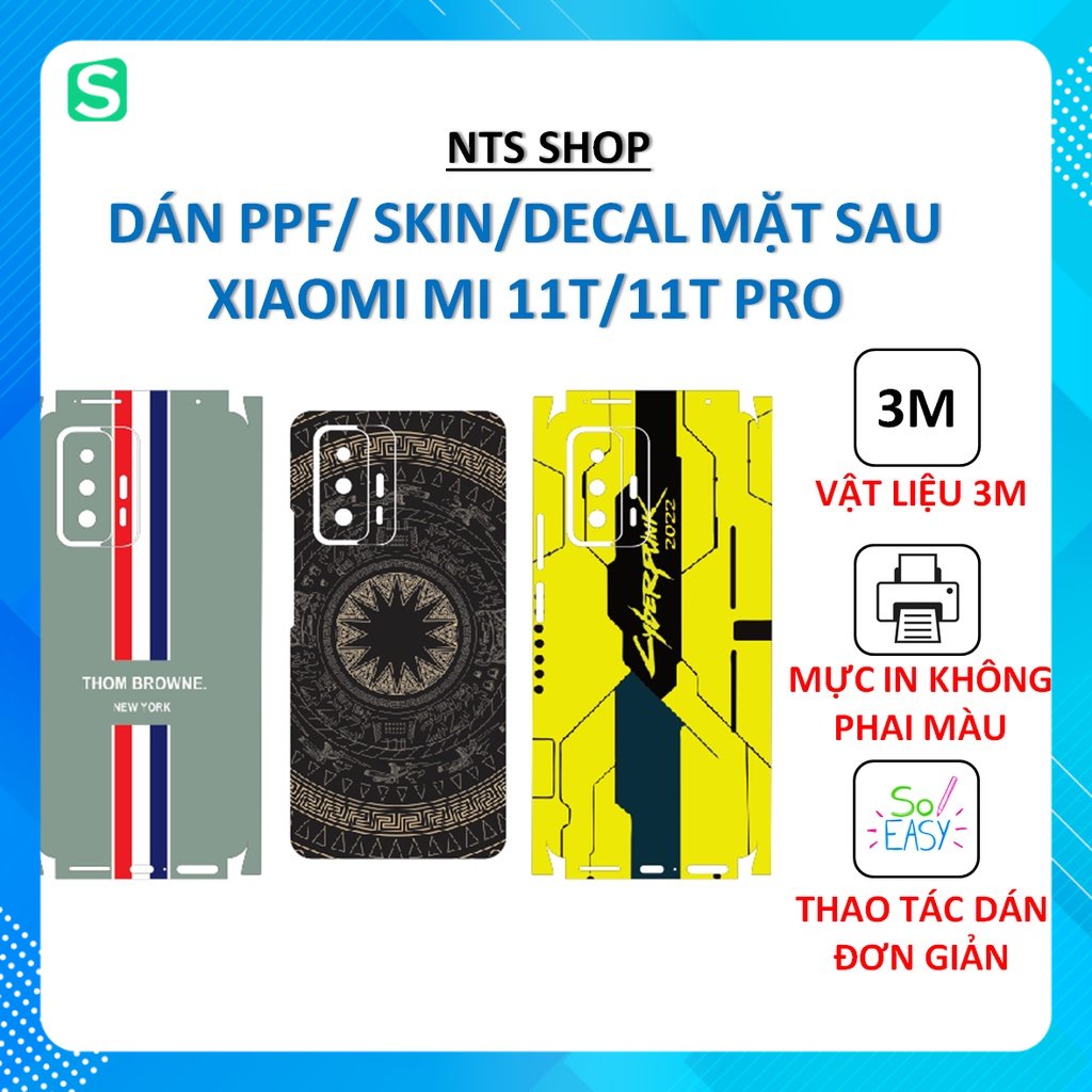 Dán skin 3m mặt lưng xiaomi mi 11t/11t pro