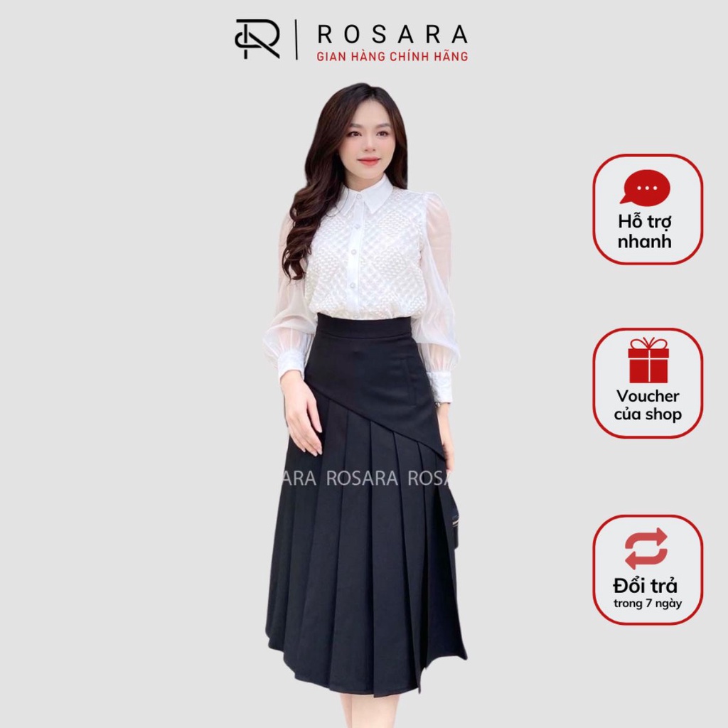 CV9 Chân Váy Xếp Ly Đen Thiết Kế Thời Trang Rosara