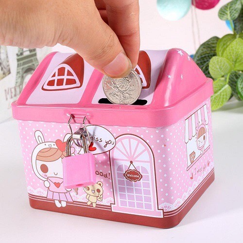Két sắt mini hình ngôi nhà cho bé
