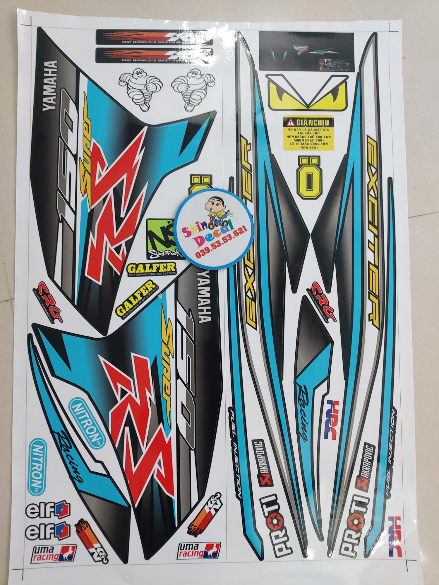 Tem xe exciter 150 RS tặng logo