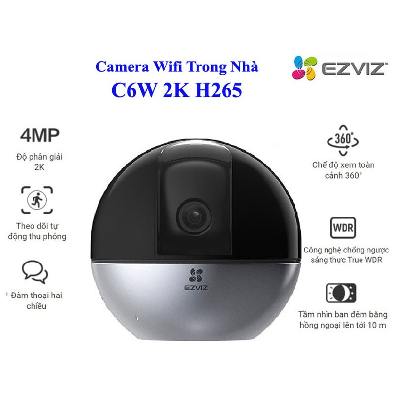 Camera Wifi Ezviz Trong Nhà Xoay 360 độ, đàm thoại 2 chiều C6W 4MP, C6CN, TY1, C1C-B - Hàng Chính Hãng