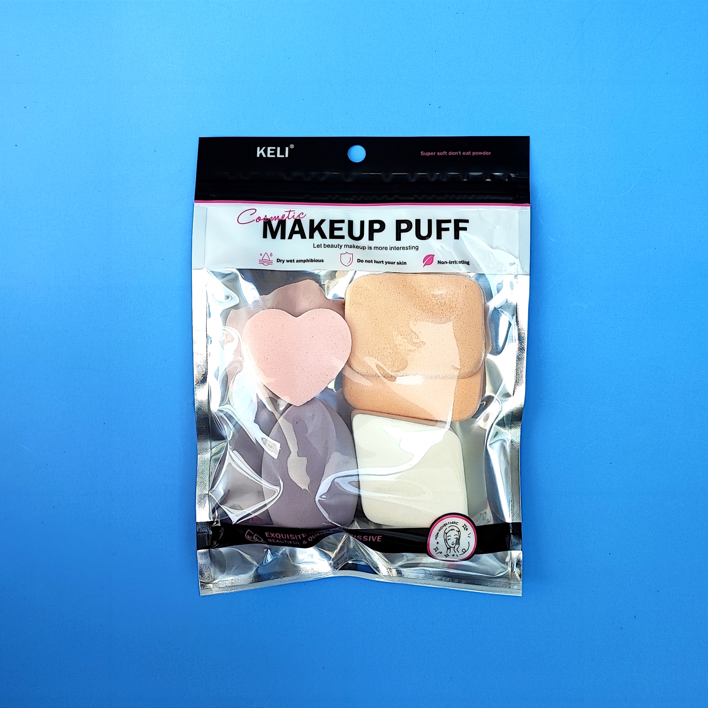 Bông mút trang điiểm đánh phấn KELI nhiều món Makeup Buff