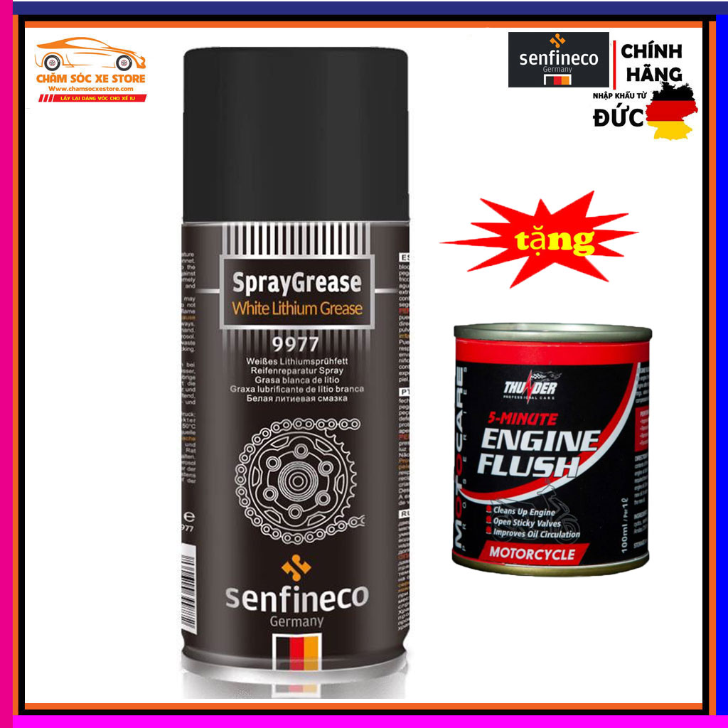 HCMXịt Dưỡng Sên Senfineco Spray Grease White Lithium Grease 9977